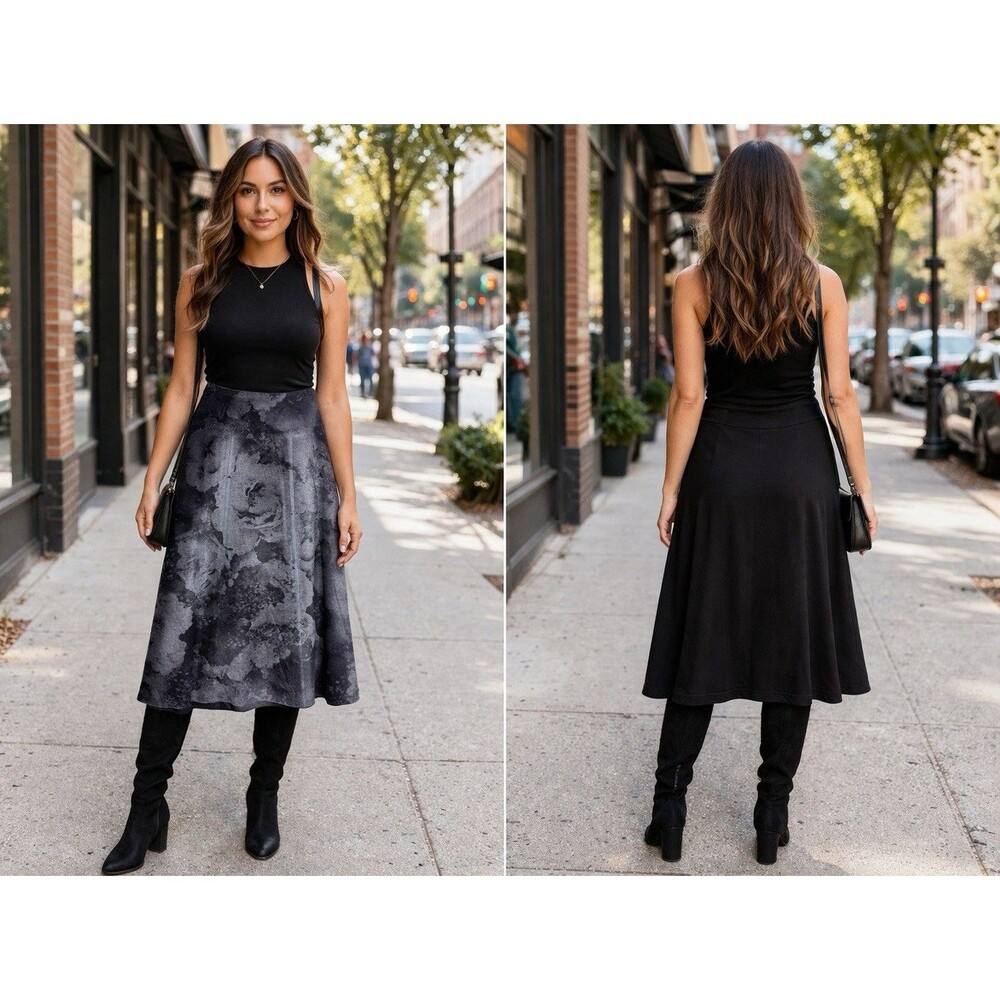 NWT Nally&Millie $79 Women Reversible 2in1 Floral  A-Line Midi High Rise Skirt S